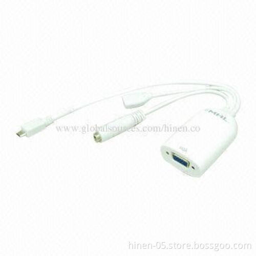 MHL Bridge to VGA and Stereo Audio Adapter, Supports All Bandwidth Between 25-75MHz